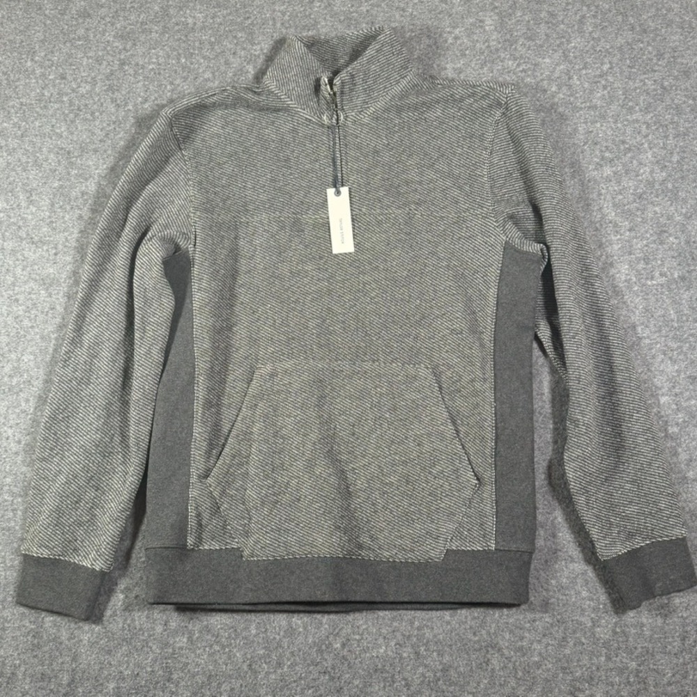 Taylor Stitch Briggs Pullover Coal French Terry Twill Knit 1/4 Zip Mens 38 S NWT